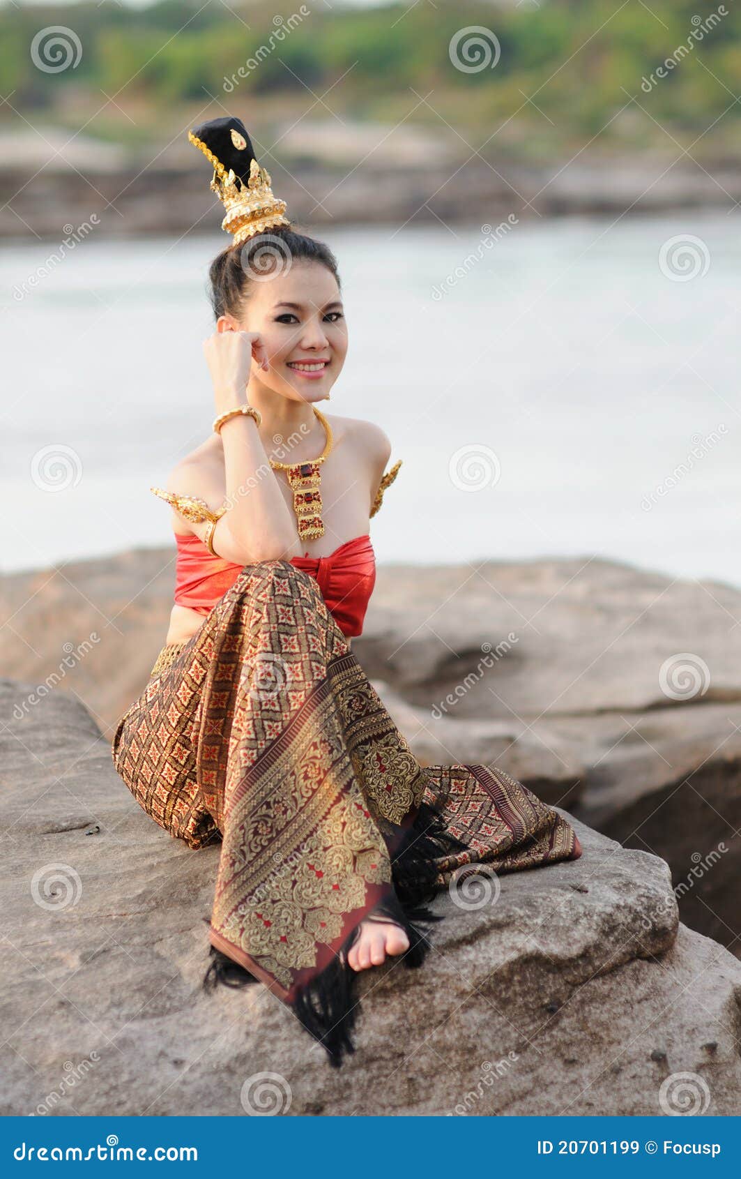 Portrait Asian Girl Golden Thai Local Stock Photo (Royalty 