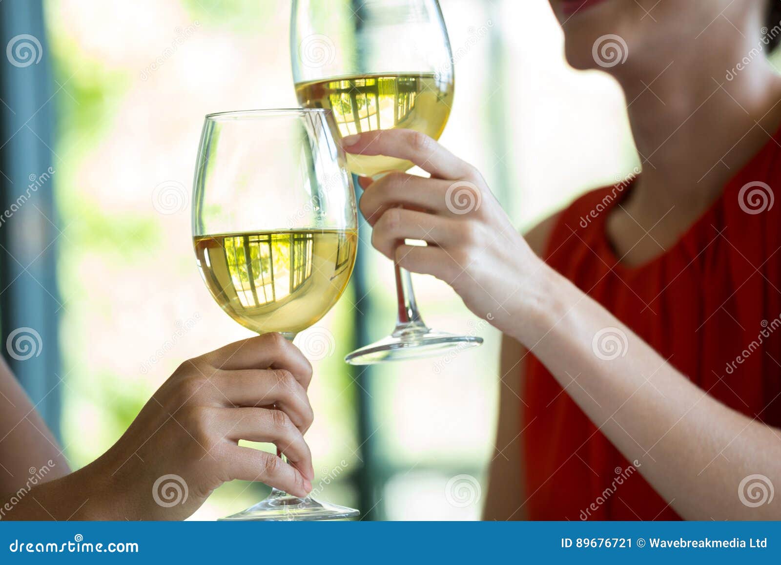 Women Toasting Wine Glasses in Restaurant Stock Image Image of