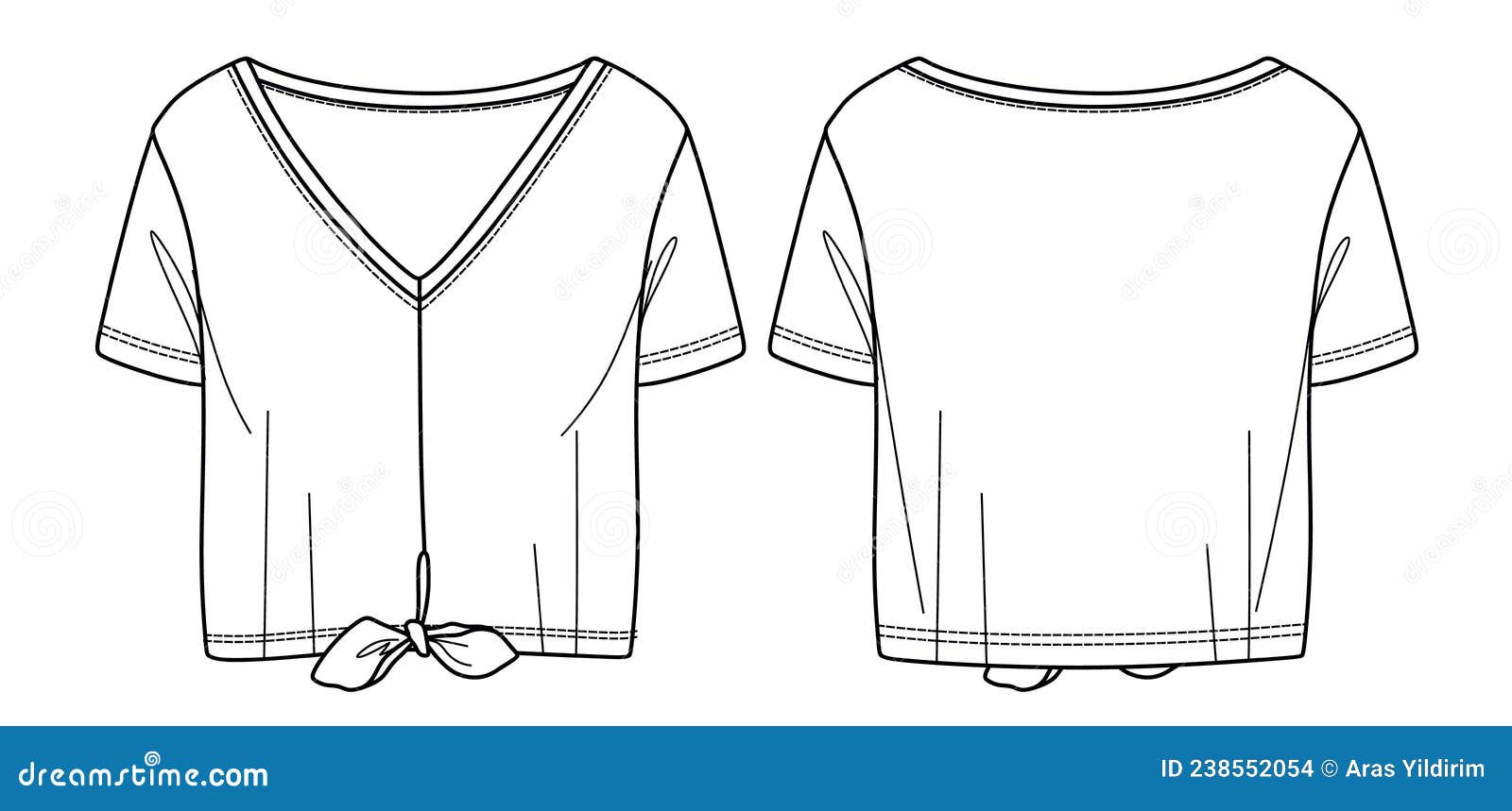 Illustrator Fashion Sketches Tops- Shirt Template 046 - download