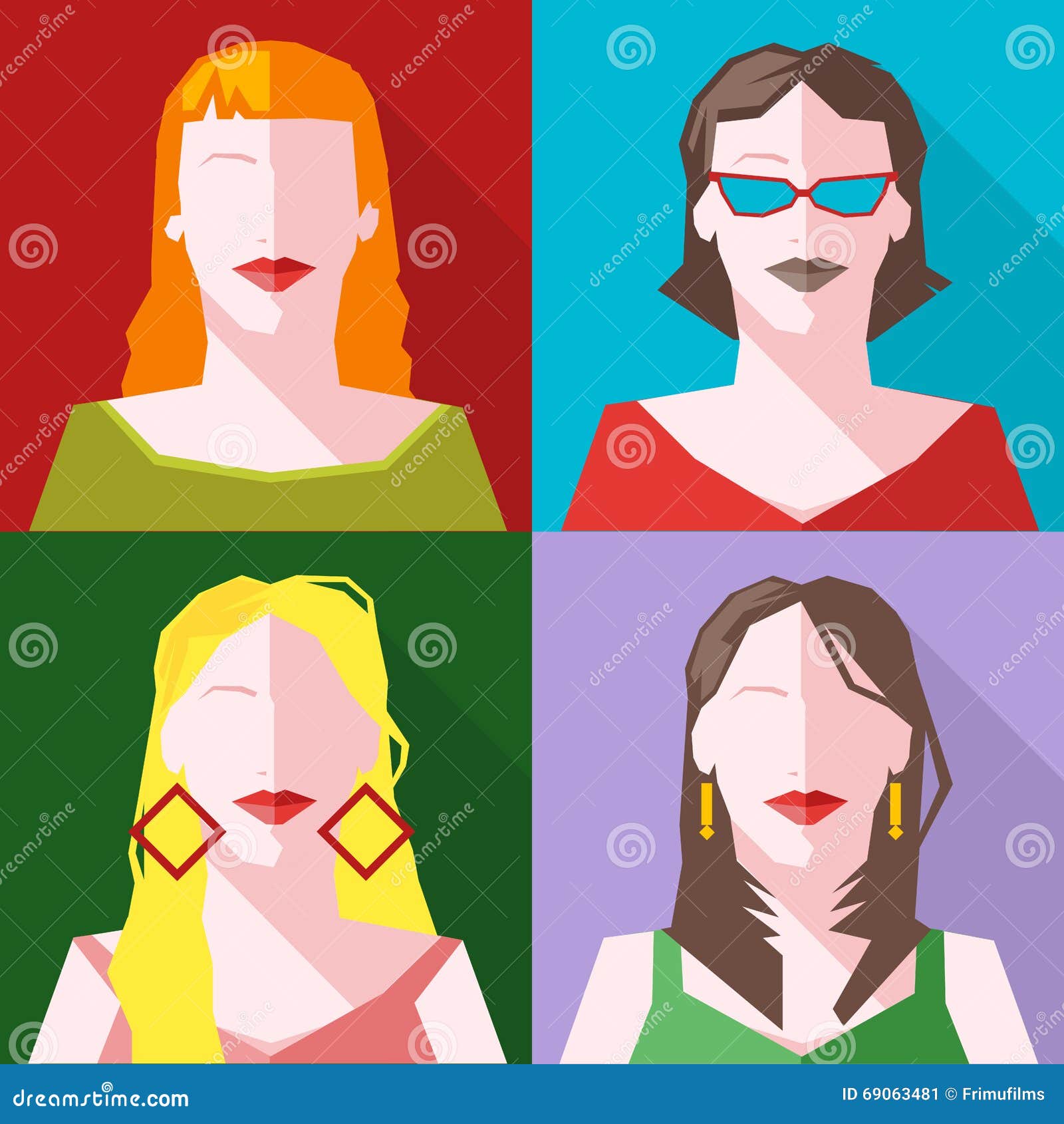 Women Vector icon set stock vector. Illustration of glasses - 69063481