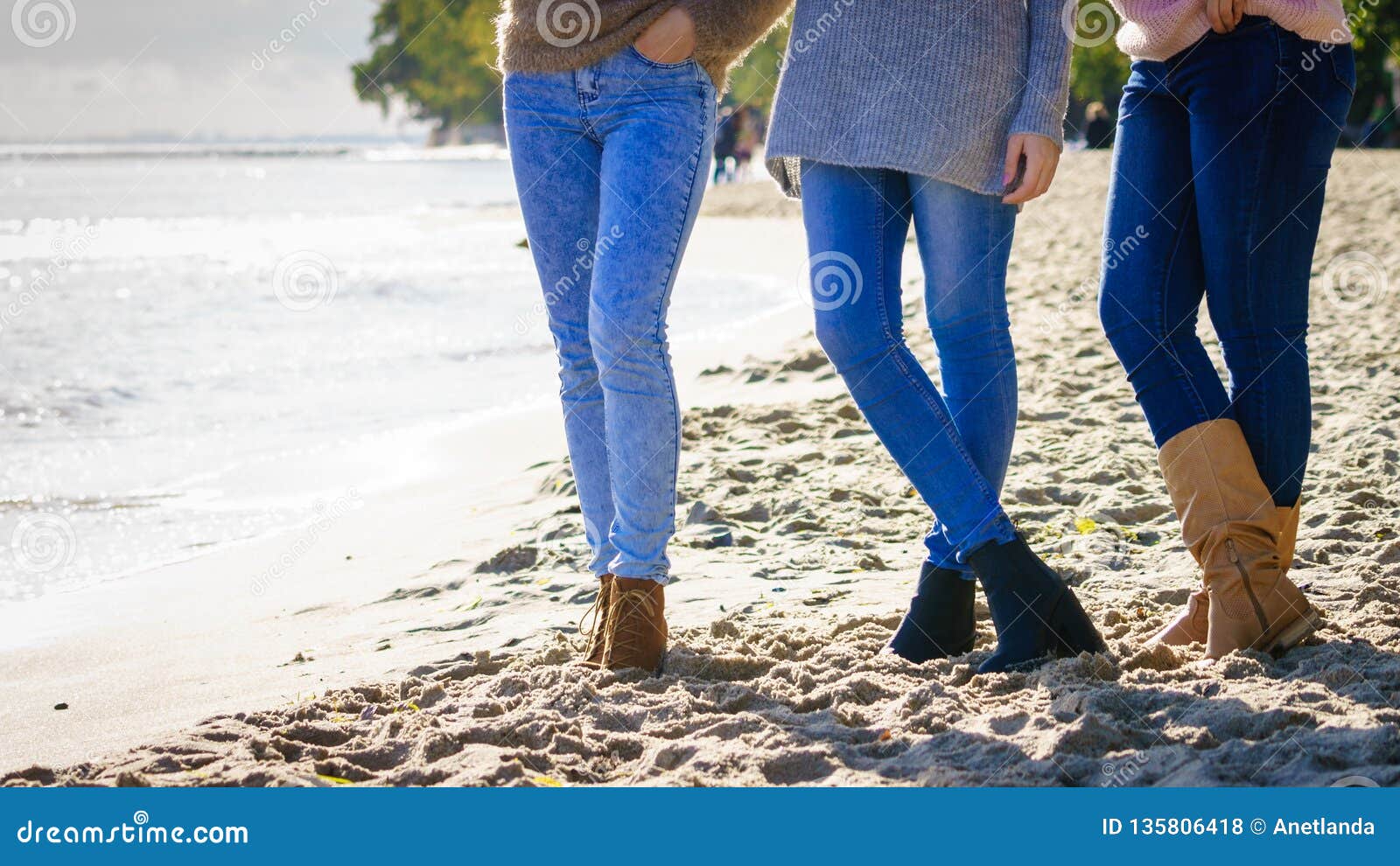 Women Wearing Autum Shoes on Beach Stock Photo - Image of women ...