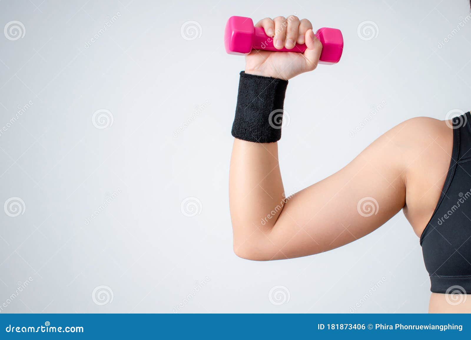 Women Wearing Black Exercise Clothes and Lifting Dumbbells To Train Arm  Muscles at Home. Concepts of Exercise and Muscle Training Stock Photo -  Image of energy, dumbbells: 181873406