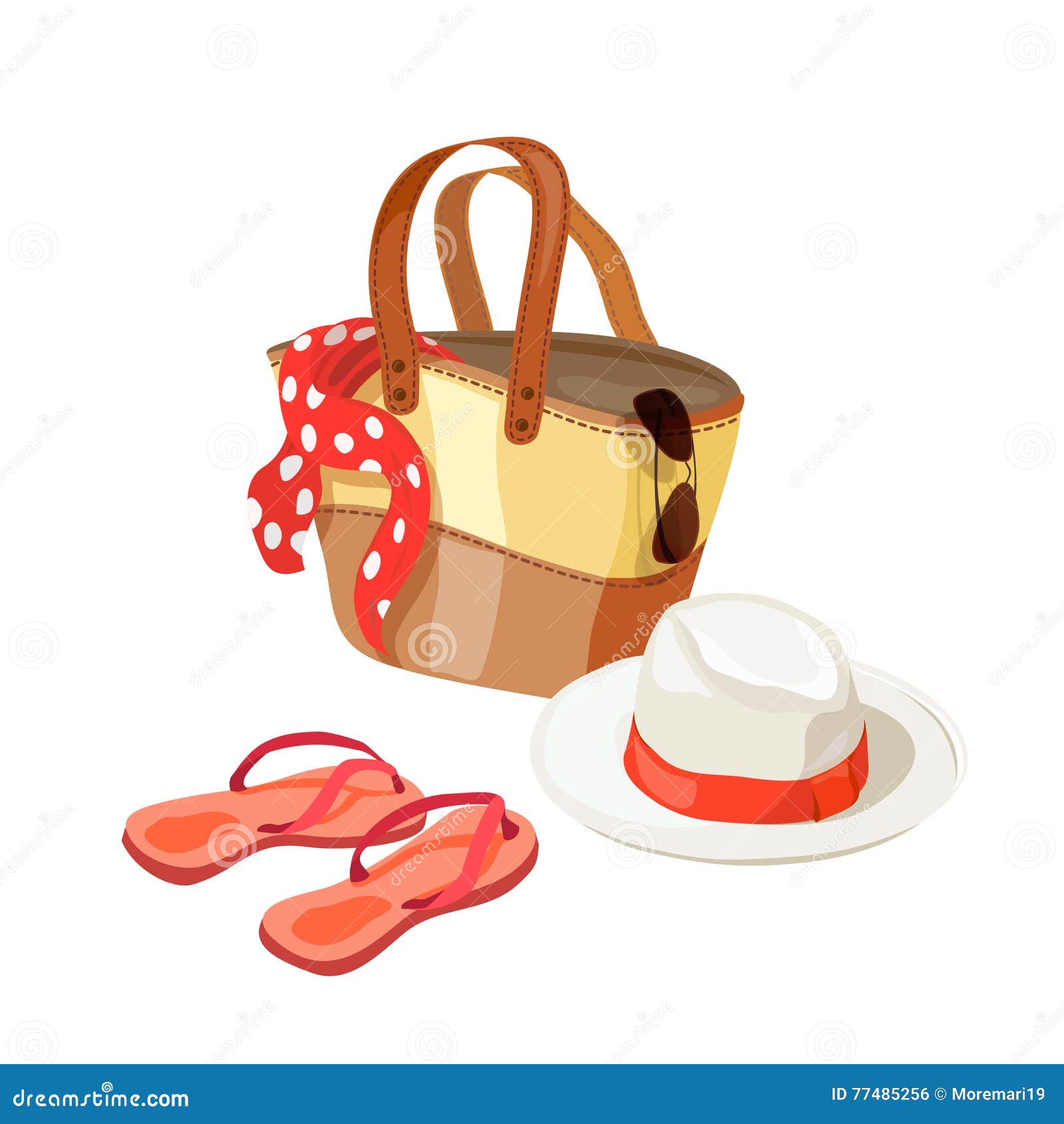 Womens beach accessories stock vector. Illustration of holiday - 77485256
