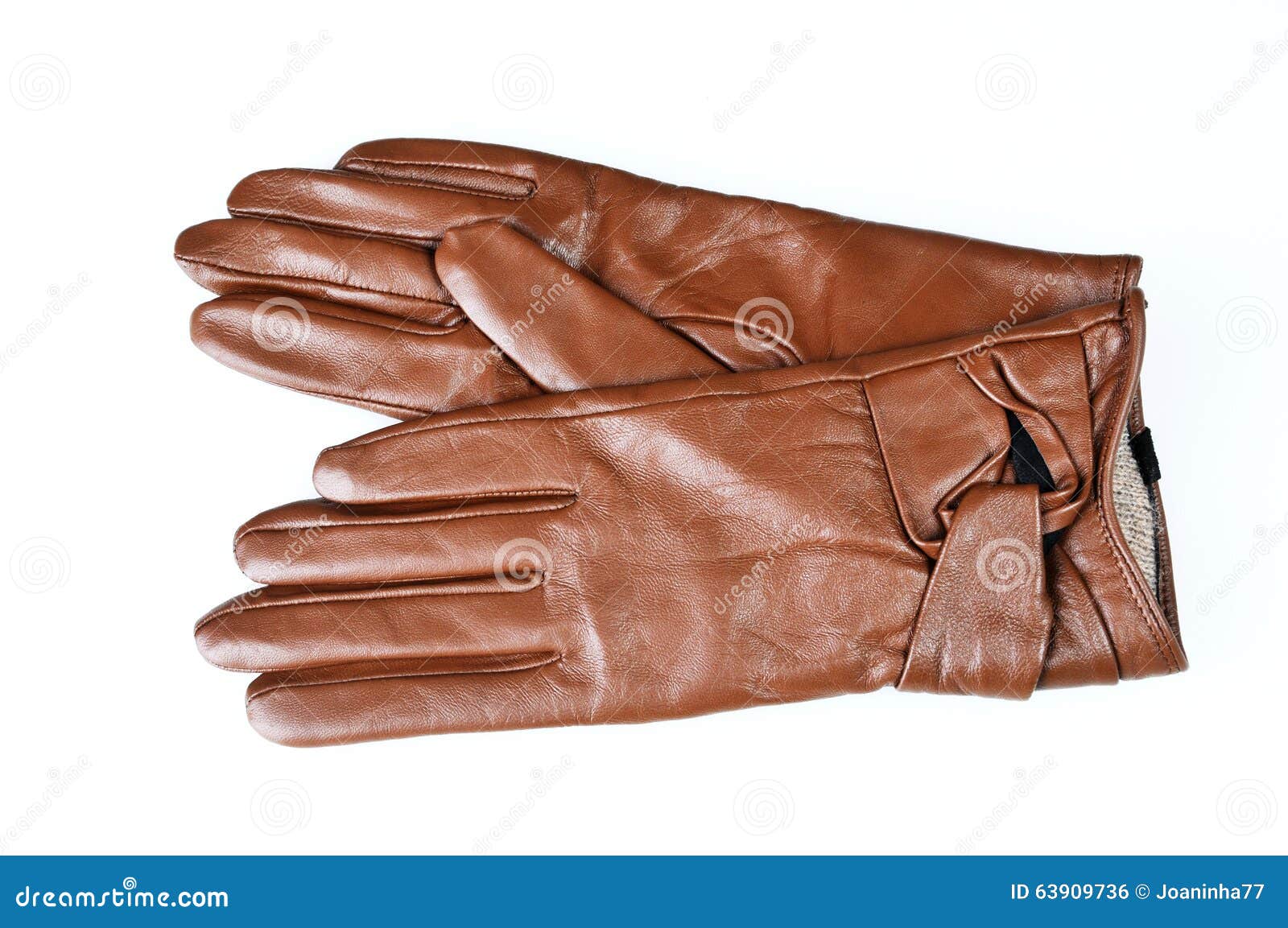 Womens Brown Leather Gloves Isolated on White Stock Photo Image of