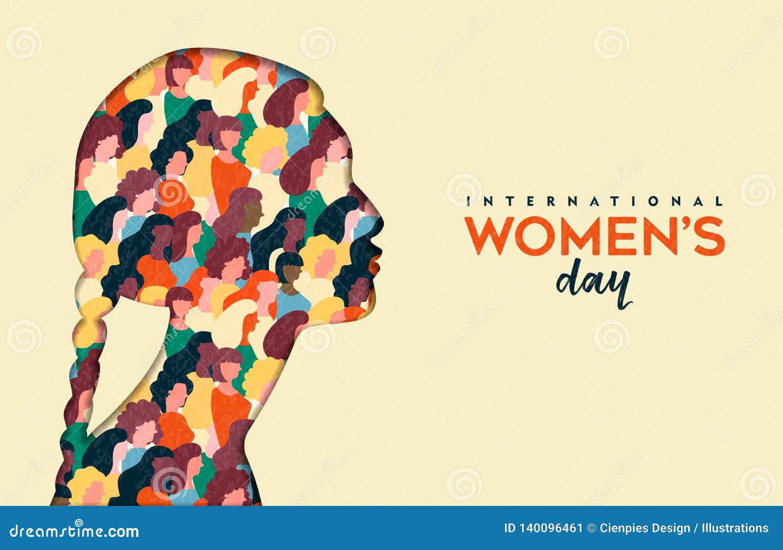 womens day 8th march indian woman head card