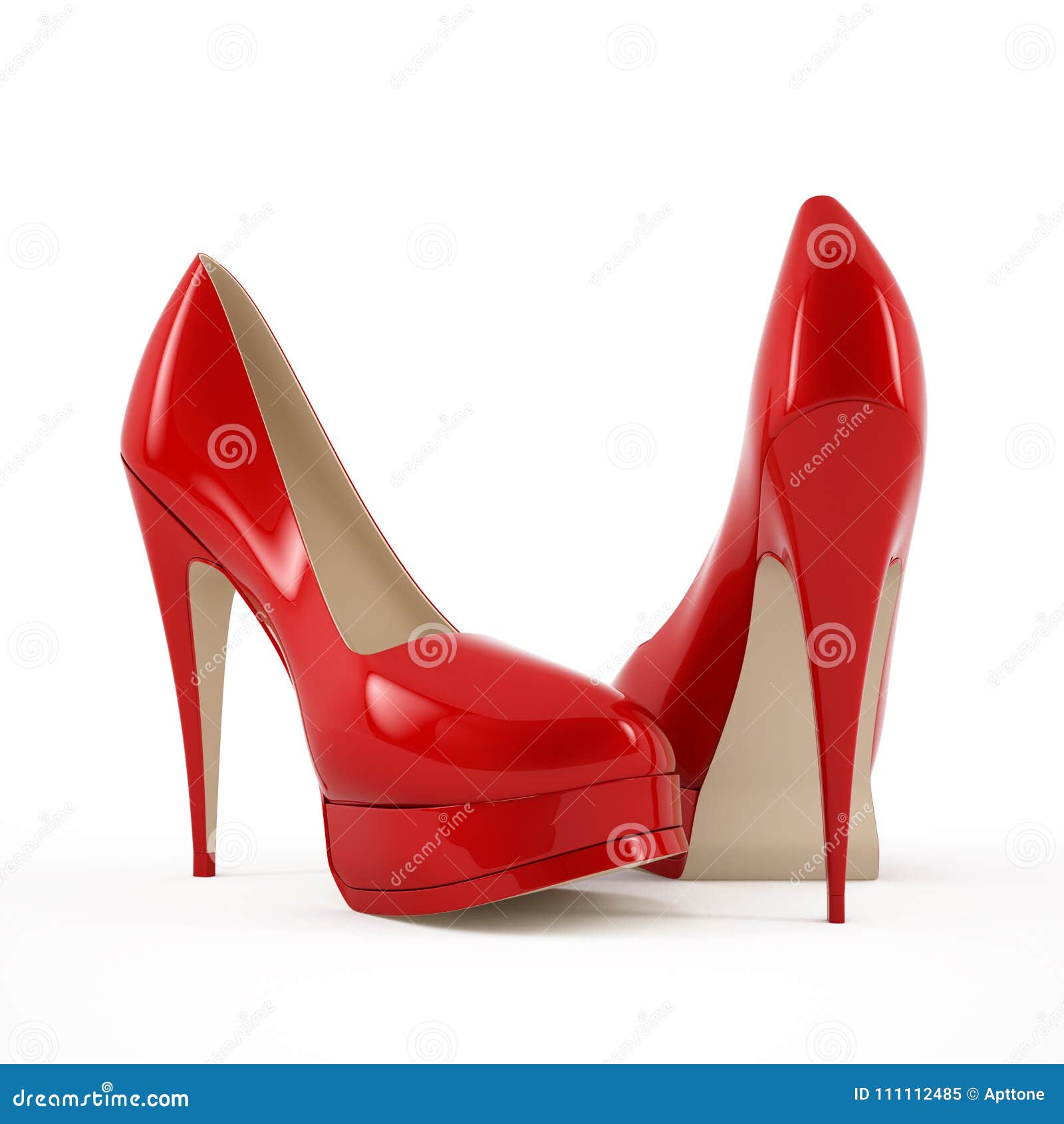 womens red high-heeled shoes image 3d high quality rendering.