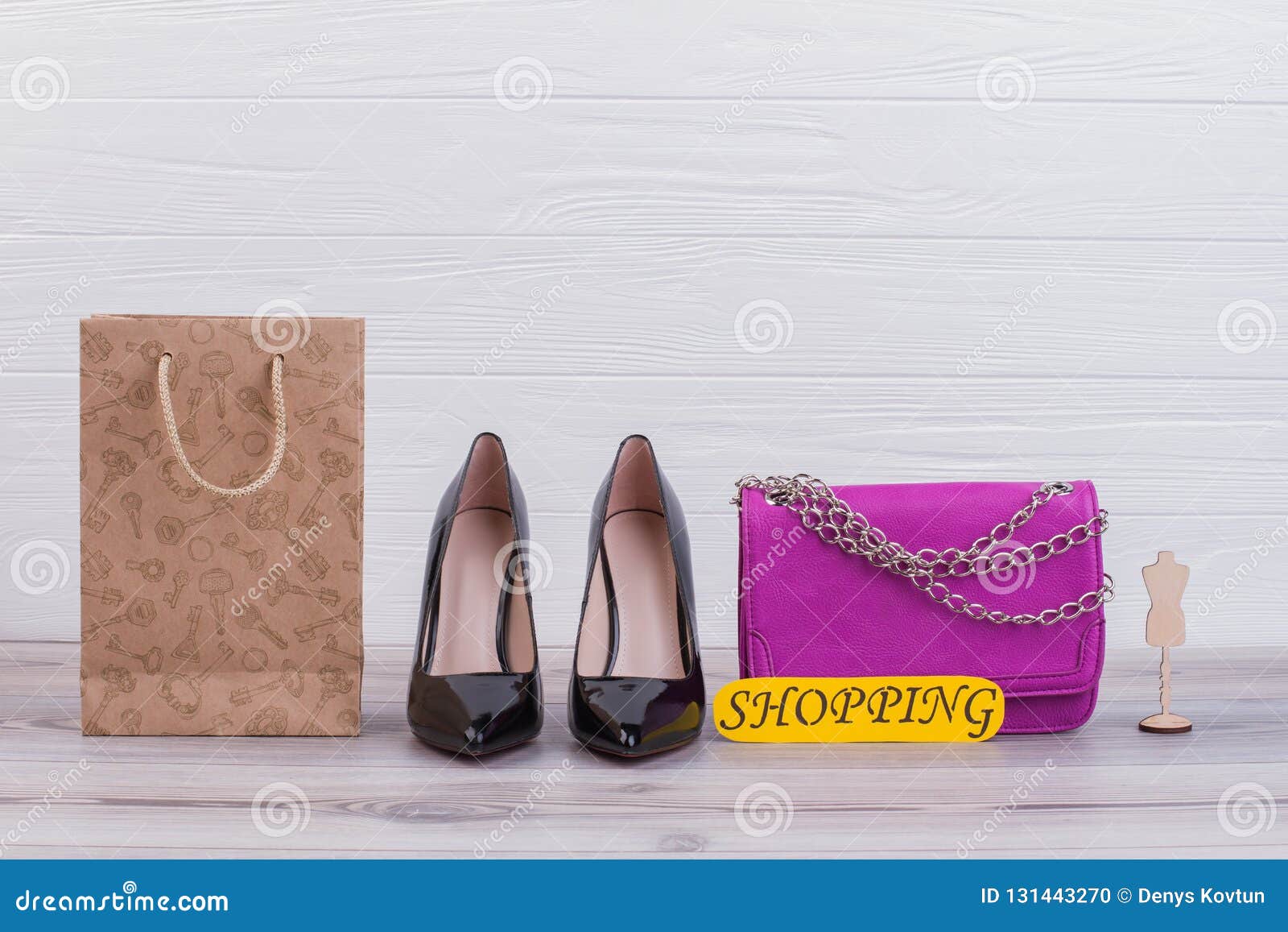 Womens Shoes, Handbag and Shopping Bag. Stock Photo - Image of figure ...