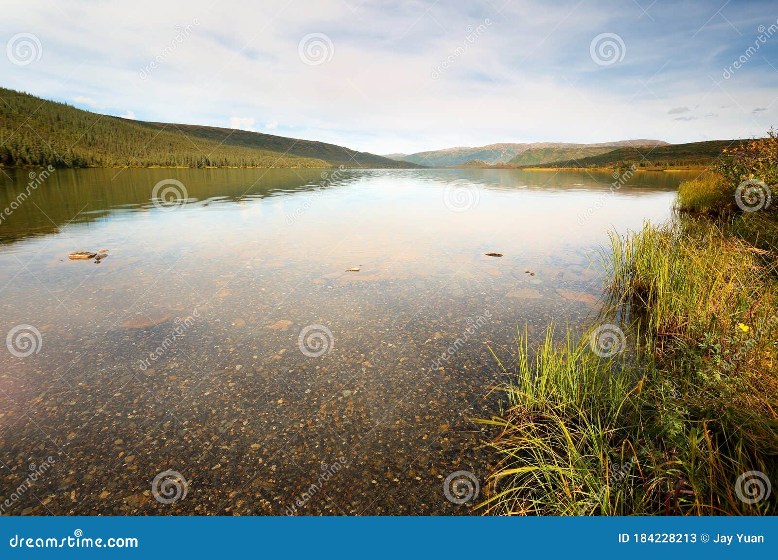 wonder lake at sunset at denali national park, alaska, usa.