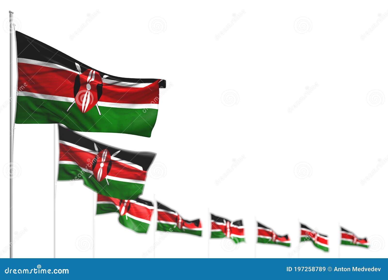 Wonderful Labor Day Flag 3d Illustration Kenya Isolated Flags Placed