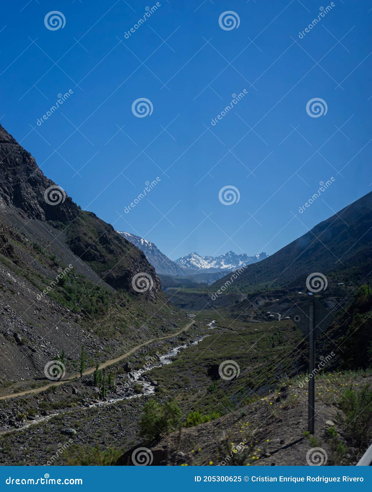 wonderful route in the cajon del maipo, maipo valley, in the andes mountains chile