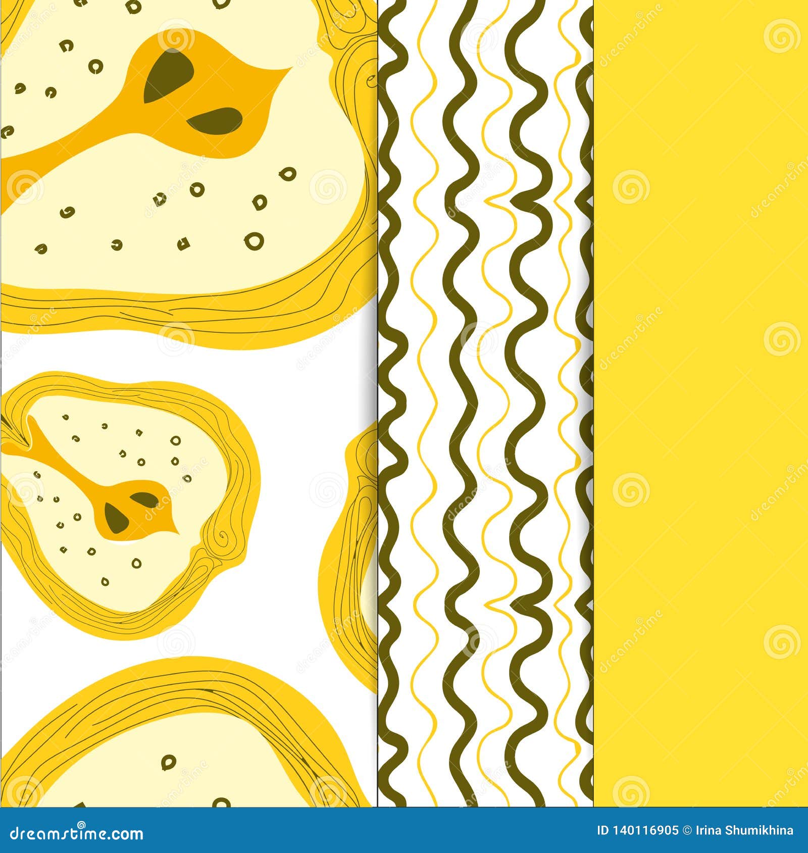 set of seamless pattern with pears. print for wallpaper or fabric, packaging, cards, dishes, textiles