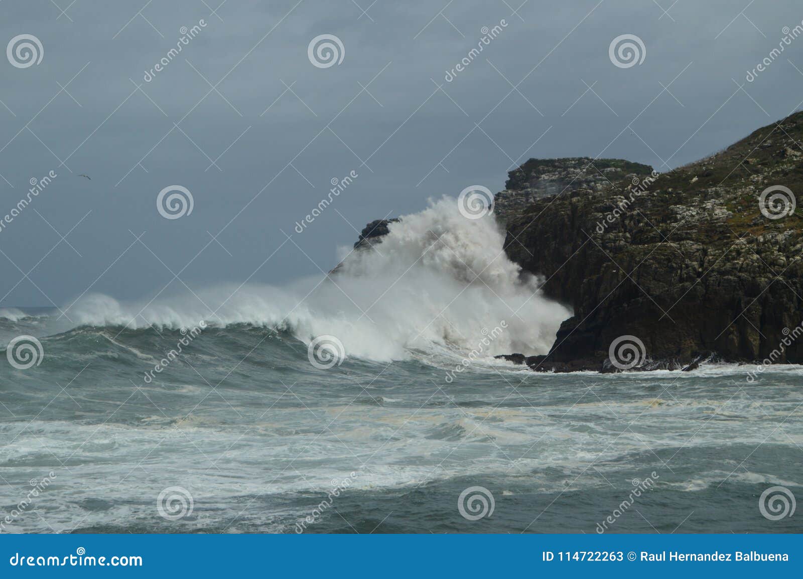 wonderful snapshots taken in the port of lekeitio of huracan hugo breaking its waves against the port and the rocks of the place.