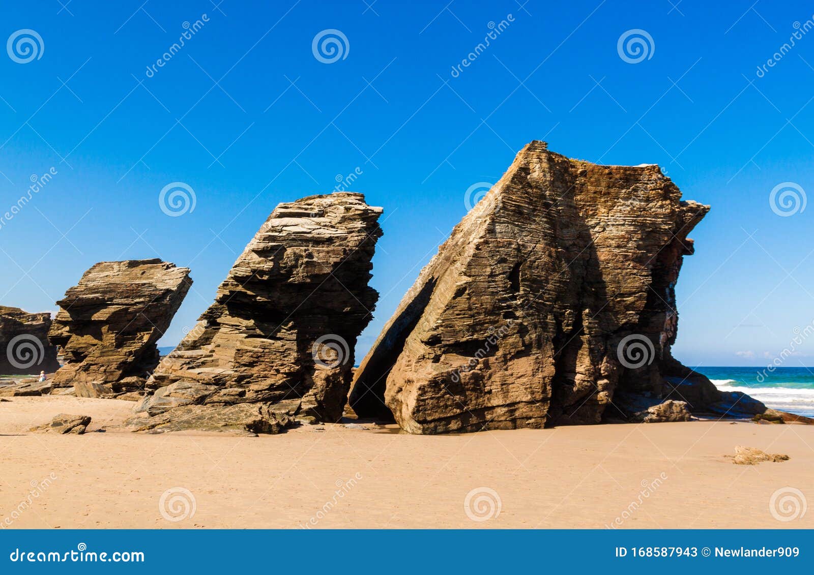 playa de las catedrales. wonderful stone figures. cathedrals beach at the atlantic ocean, cantabric coast lugo, galicia, spain