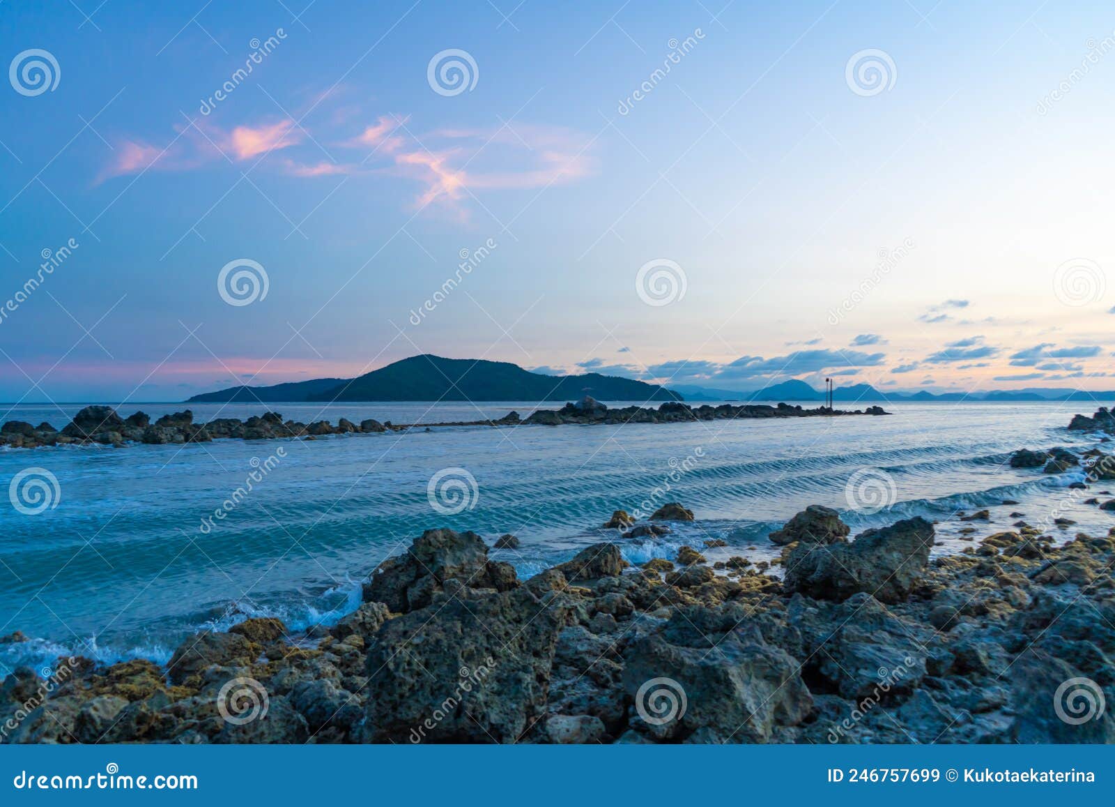 Wonderful Sunset Landscape on the Seashore, Colors of the Sunset Sky ...