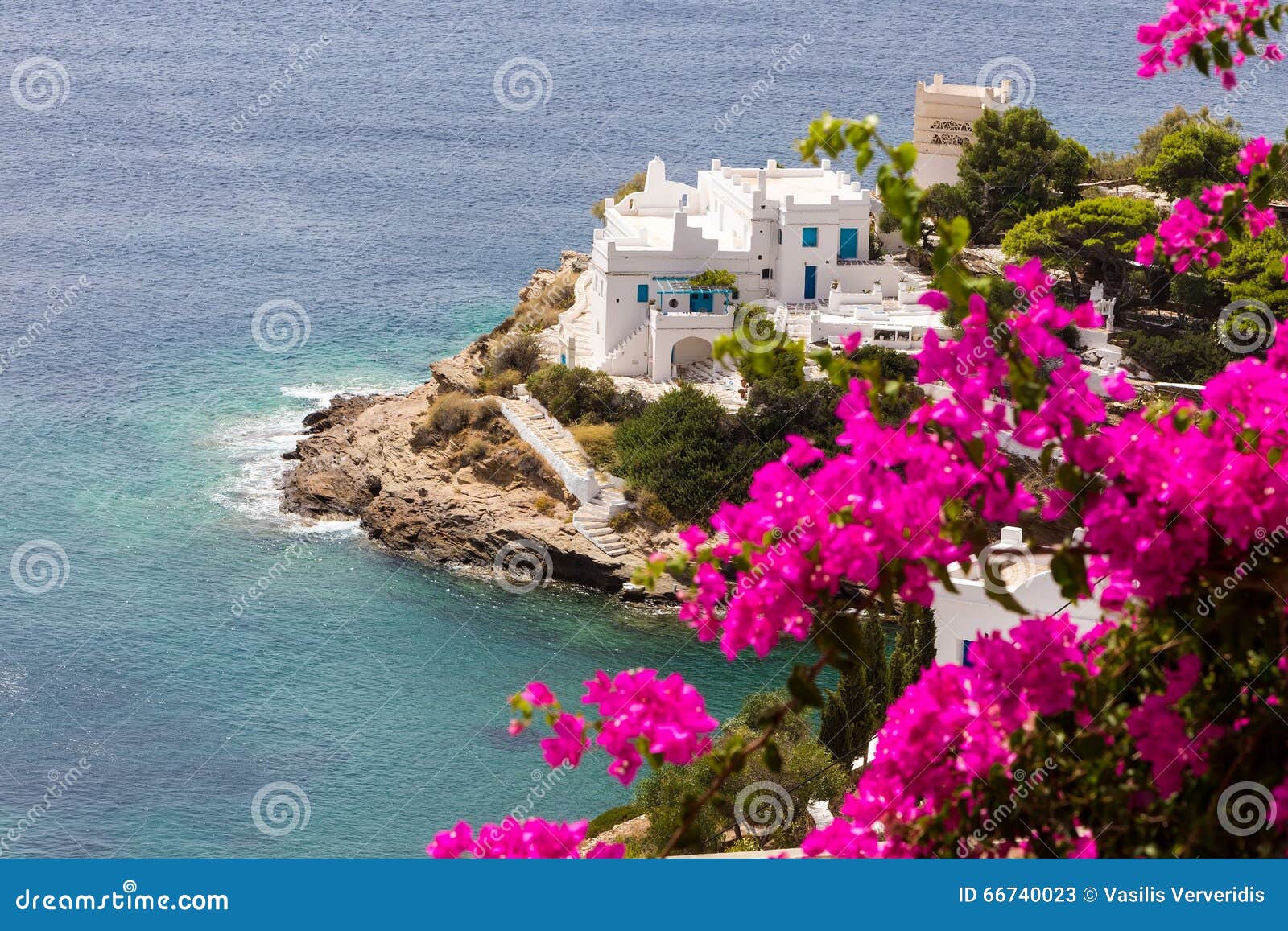 wonderful view of city buildings in ios island, greece
