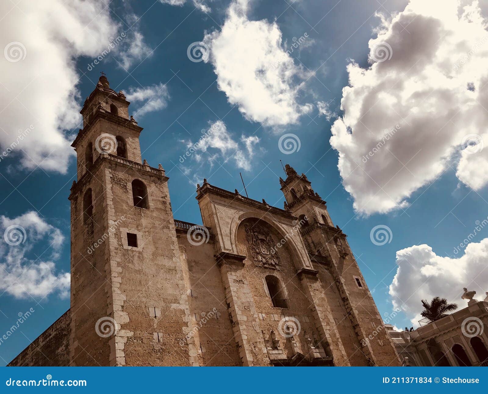 wondrous clouds over the center of merida, mexico, the jewel of the yucatan
