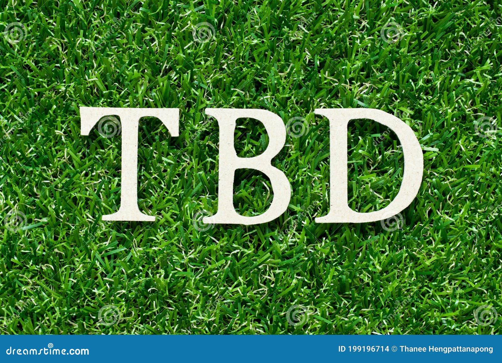 wood letter in word tbd abbreviation of to be defined, discussed, determined, decided, deleted or declared on green