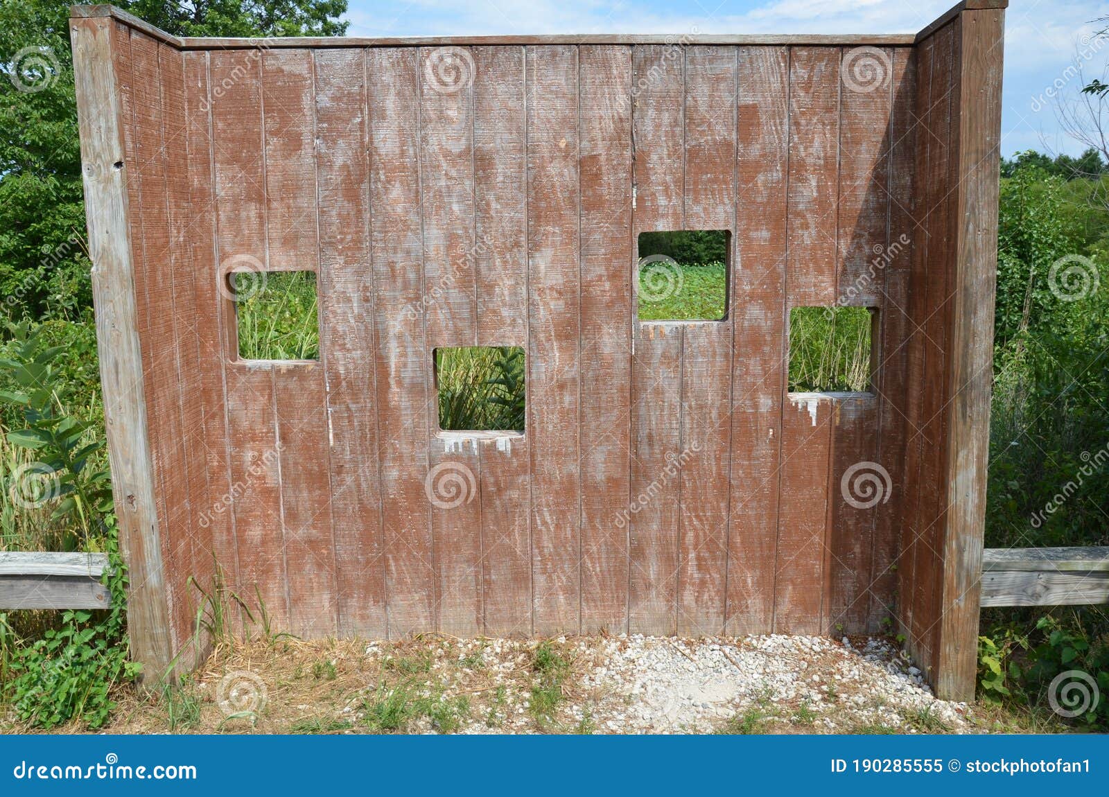 Wood Animal Blind with Square Holes or Windows Stock Image Image of