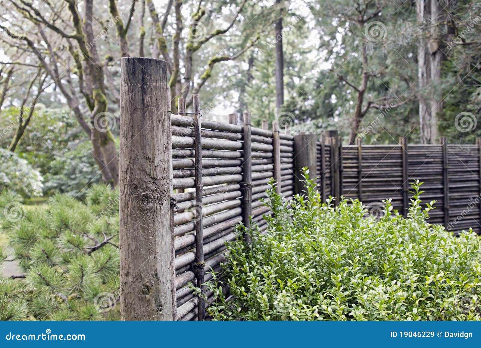 Wood And Bamboo Fencing At Japanese Garden Stock Image Image Of