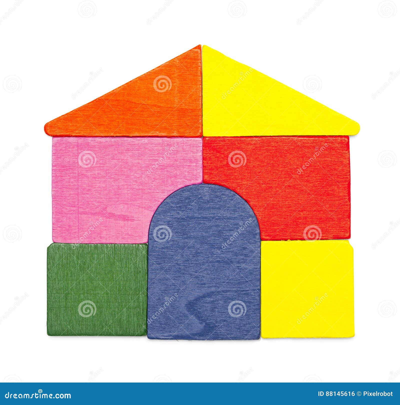 Wood Block House stock photo. Image of real, home, yellow 88145616