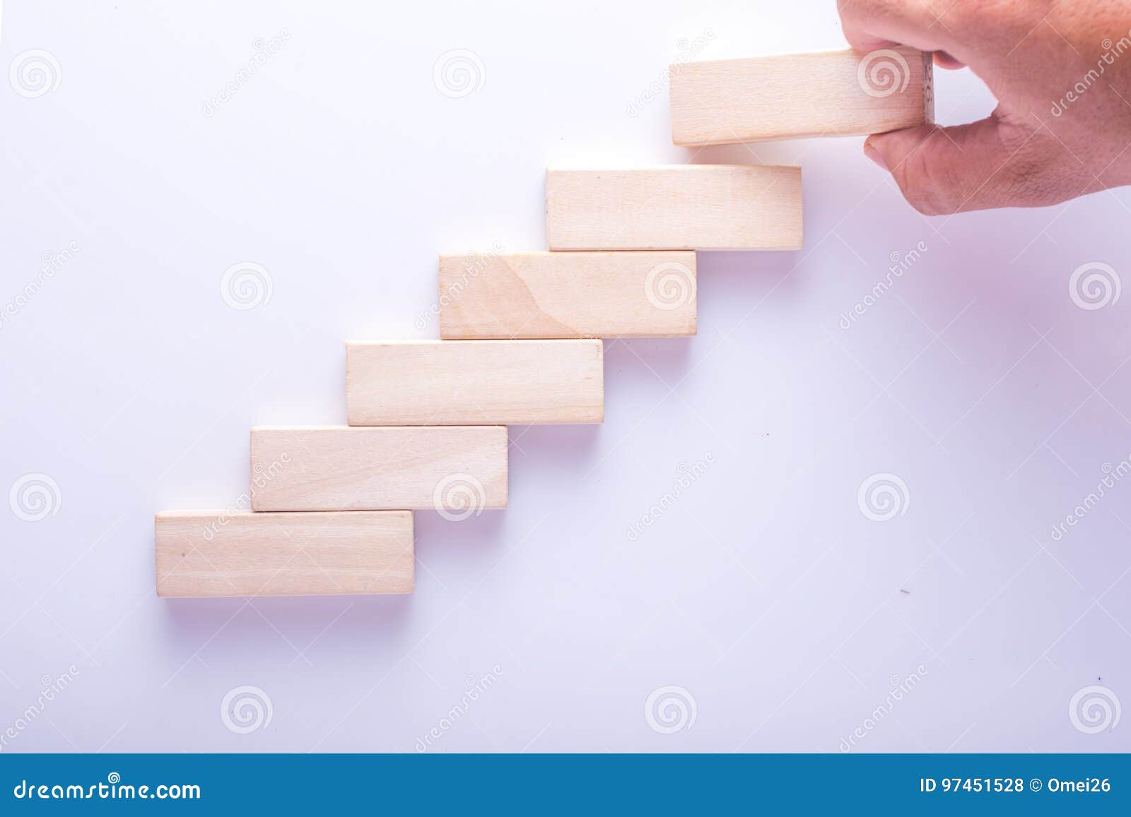 wood block stacking as step stair, business concept for growth success process