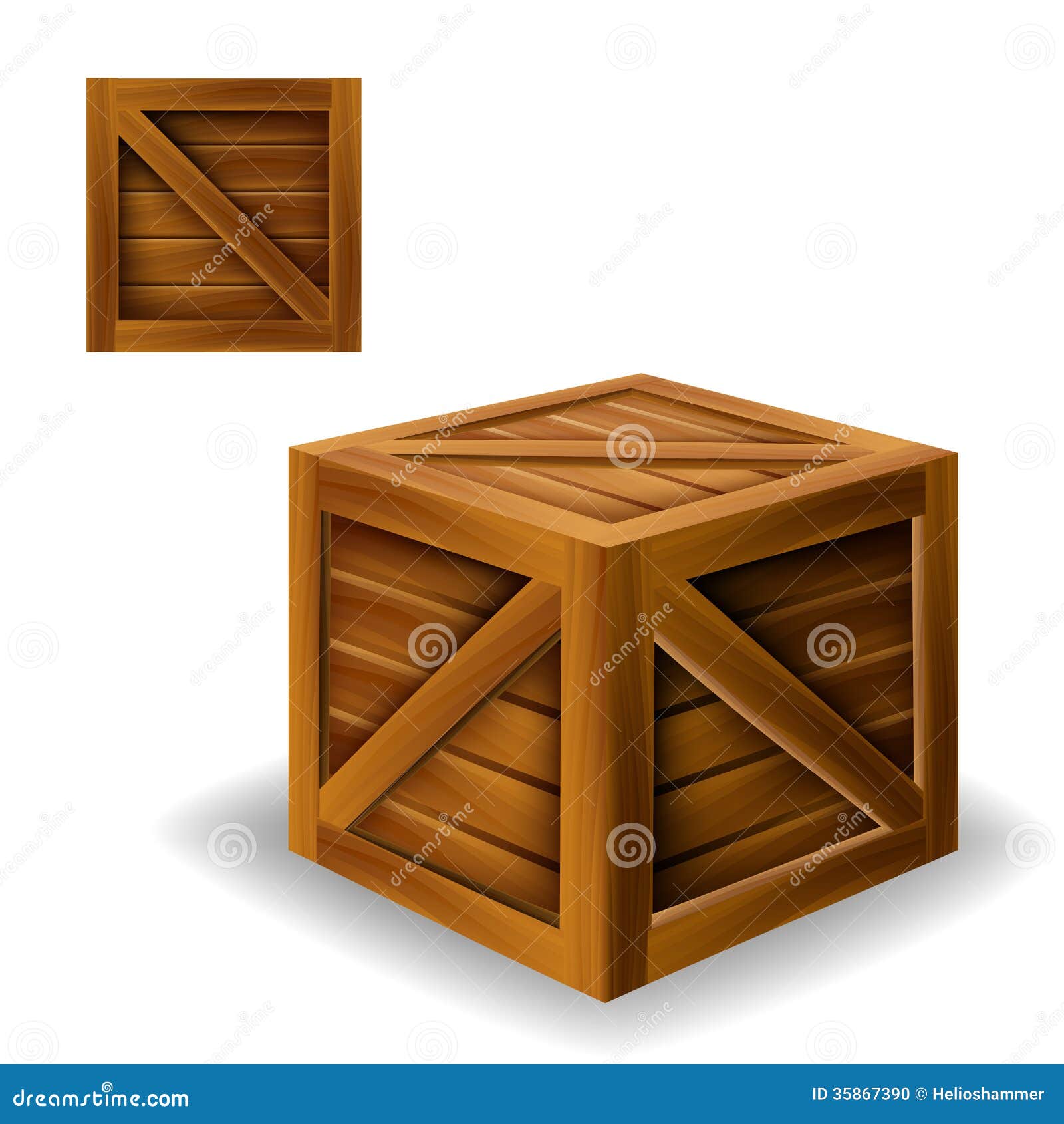Wood box from two positions with wood texture for cargo eps10.