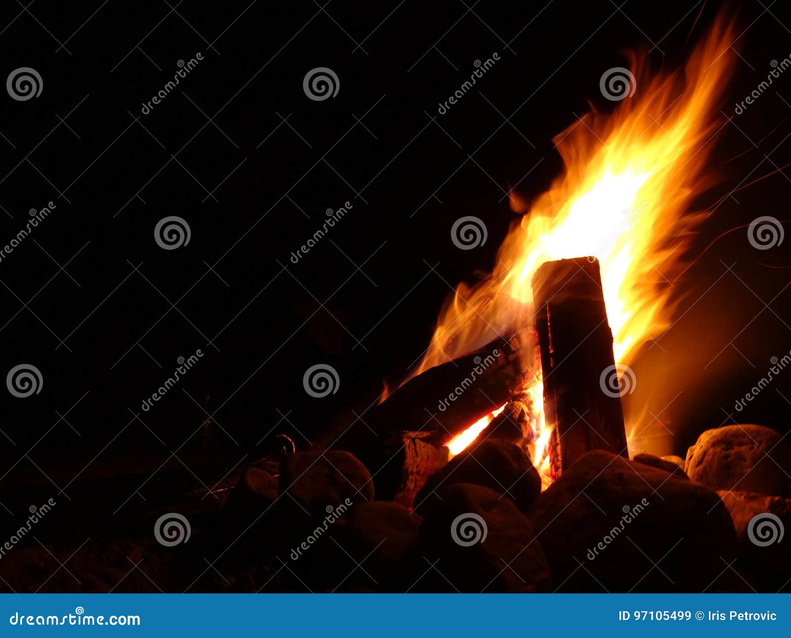 Wood burning fire stock image. Image of fire, fireplace 97105499