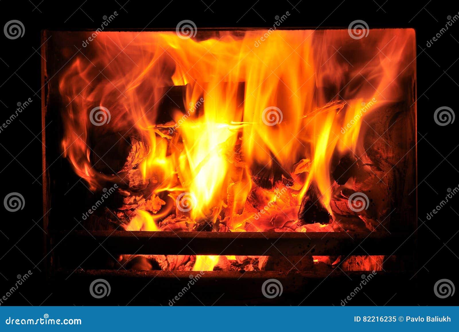 Wood Burning Stove with Fire Stock Image Image of heat, living 82216235