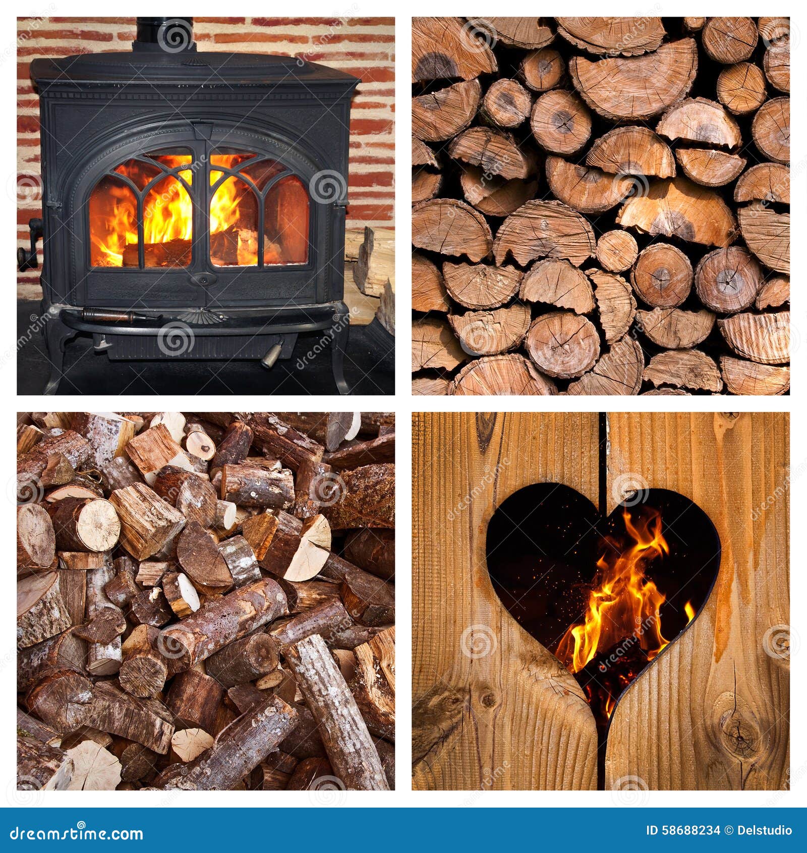 Wood Burning Stove and Logs Stock Photo Image of bricks, room 58688234