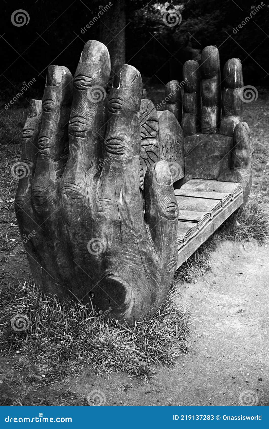 wood carved hands - ilford fp4 plus b&w film