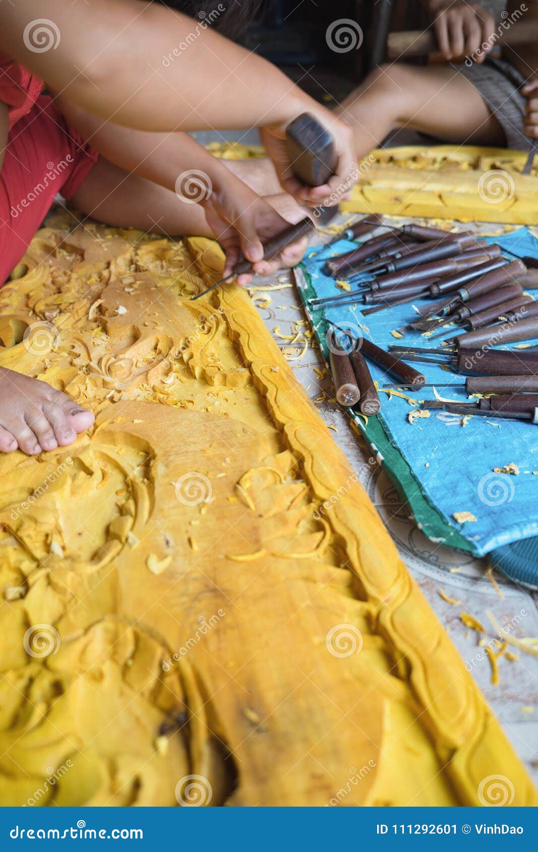 Wood Carving in Old Village in Vietnam Stock Image - Image of carving