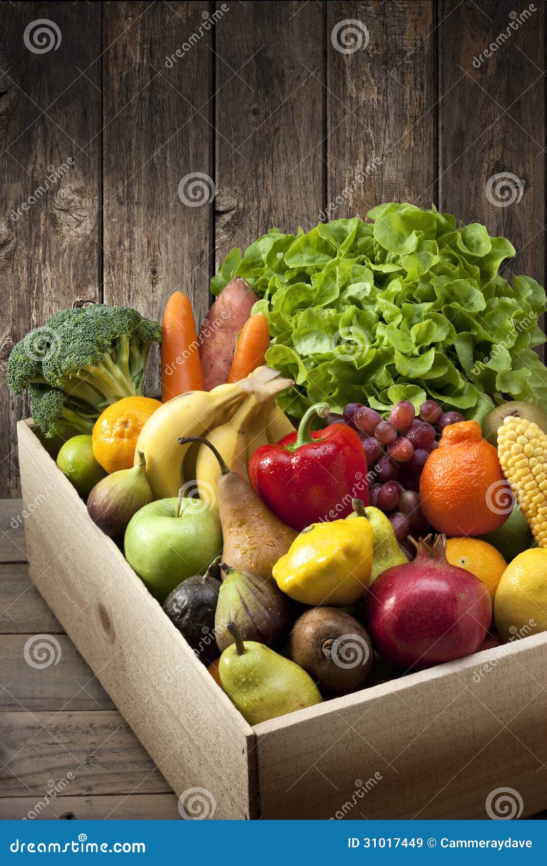 Wood Box Fruit Vegetables Food Stock Image - Image of 