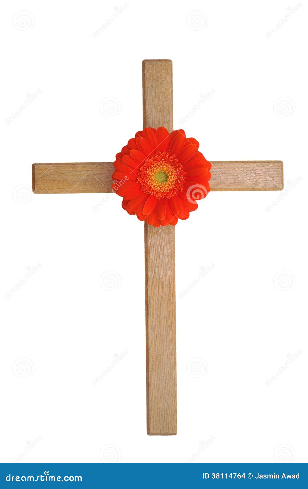 Wood cross with flower stock photo. Image of symbol, daisy 38114764
