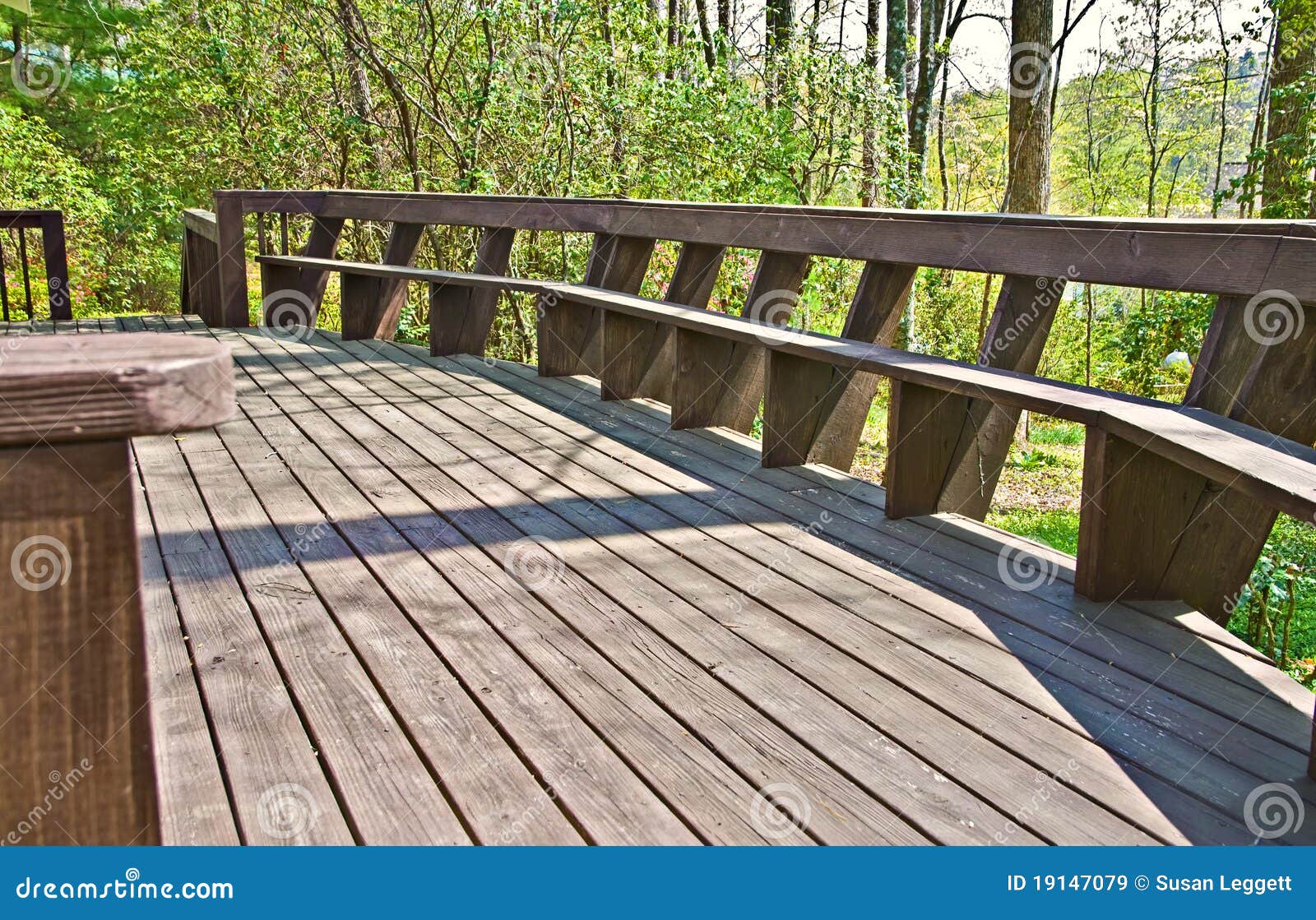 Wood Deck Design With Bench. Stock Image - Image of board 