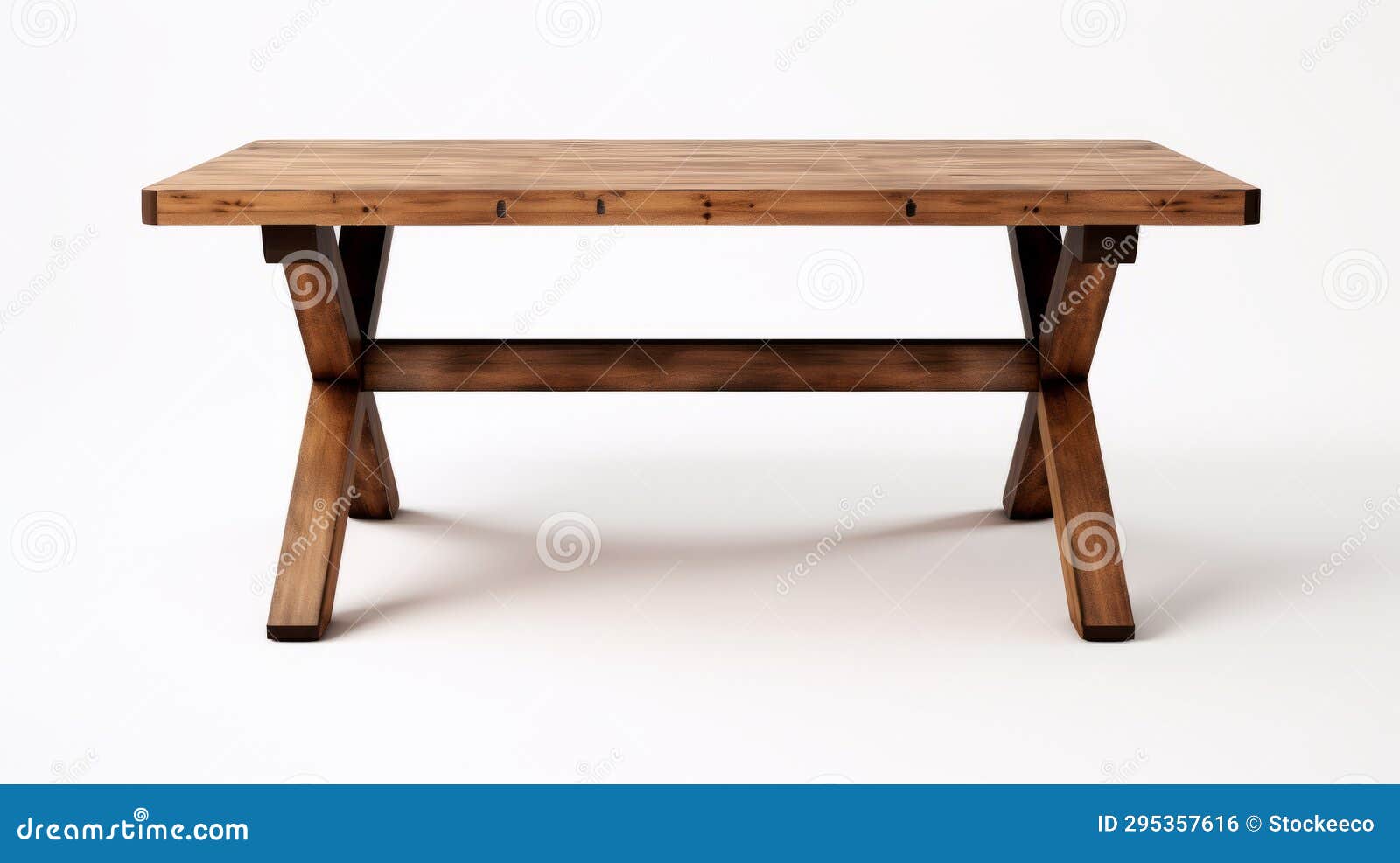 wood dining table 3d model preview - frontal perspective, uhd image