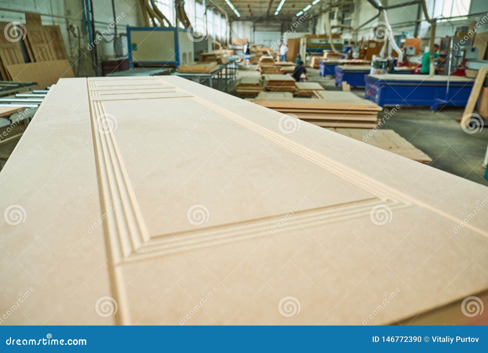 Wood Door Milling, Interior Doors Production Stock Photo Image of