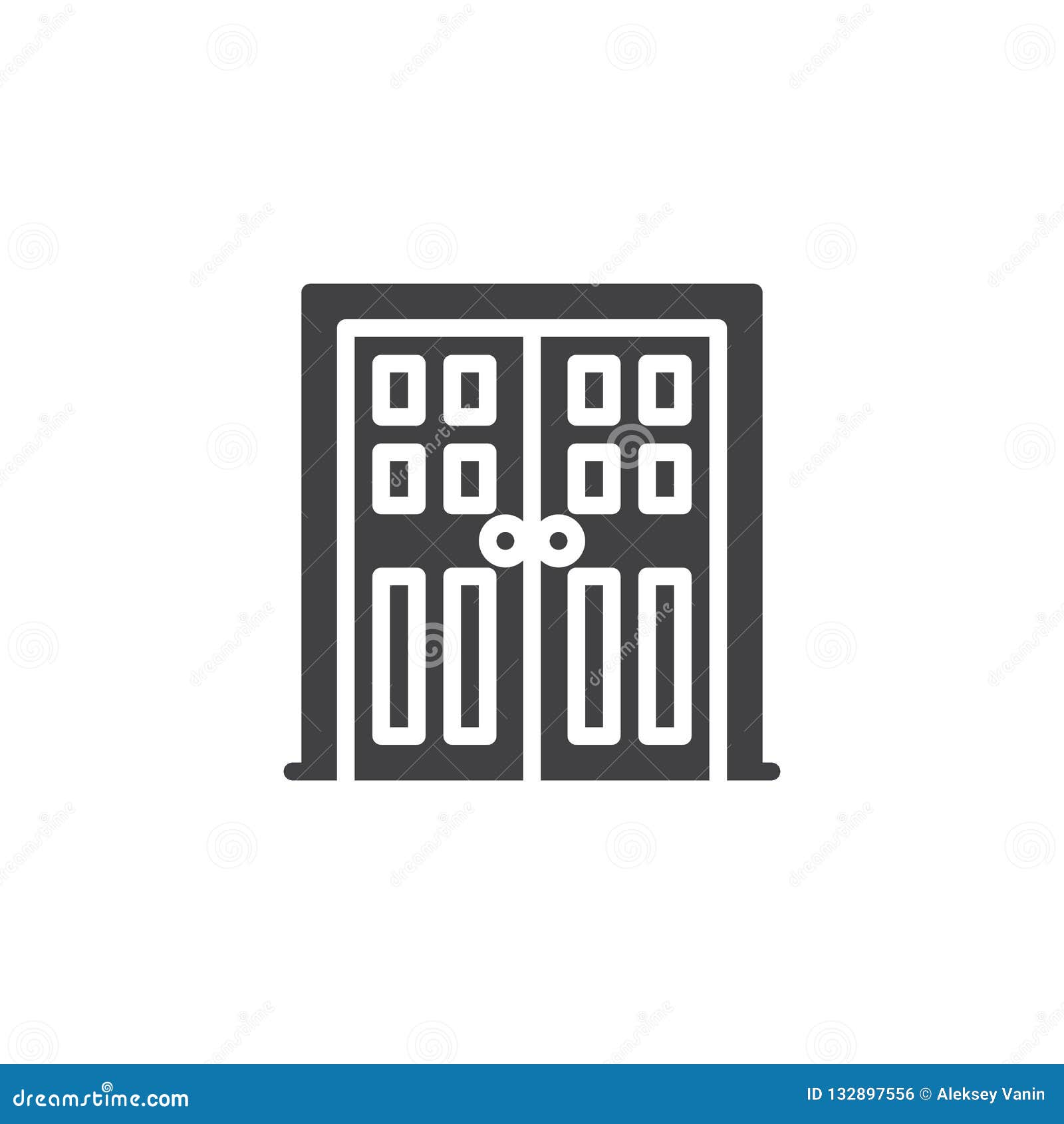 Wood Double  Door  Vector Icon Stock Vector Illustration 