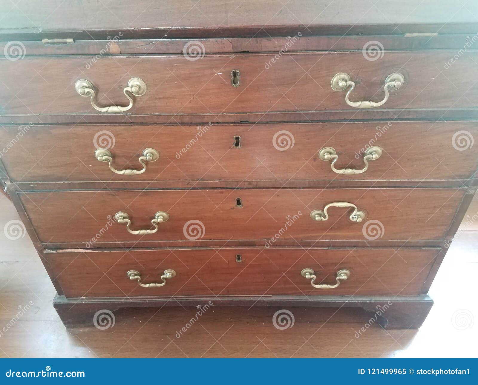 Wood Dresser With Metal Handles And Keyhole Stock Image Image Of