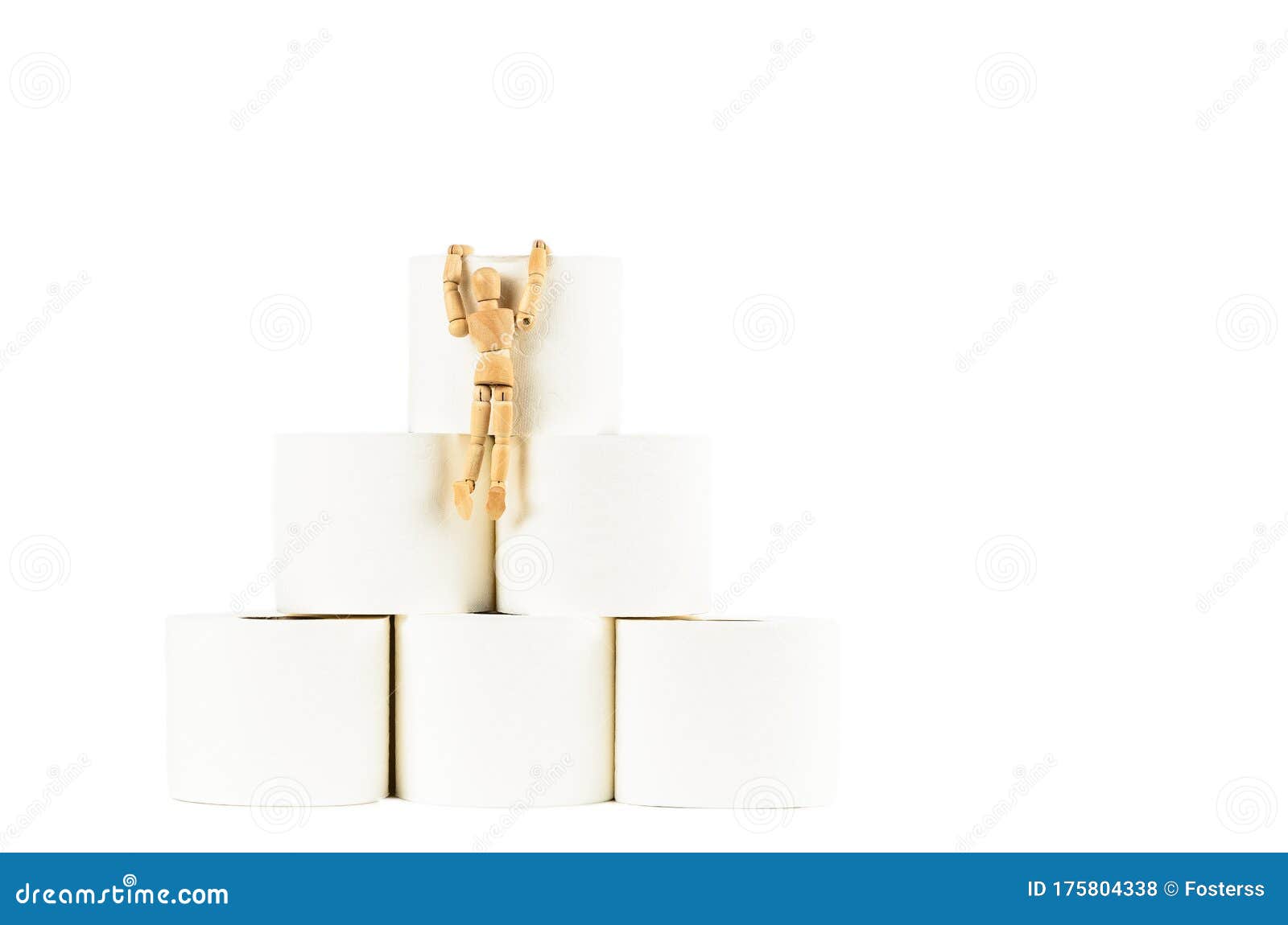 wood dummy climbing toilet paper