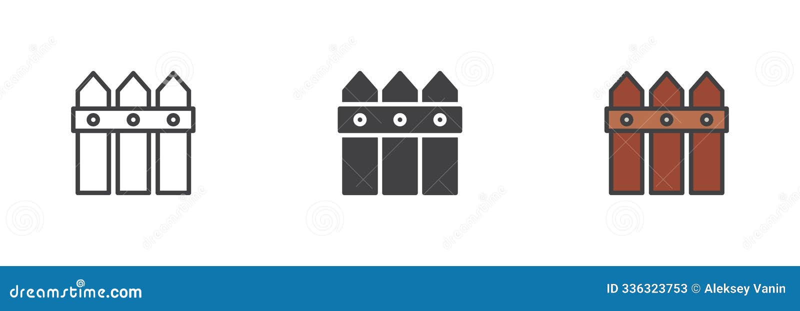 wood fence different style icon set