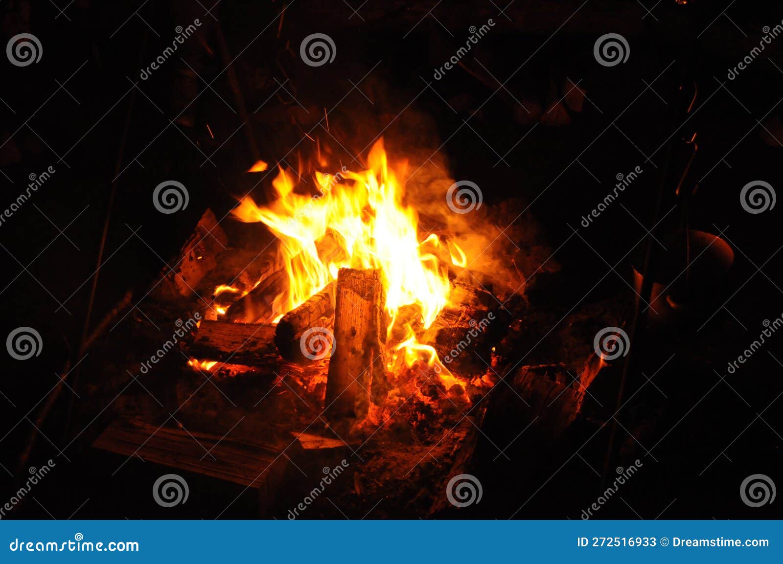 Wood and Fire in the Evening Stock Image Image of night, campfire