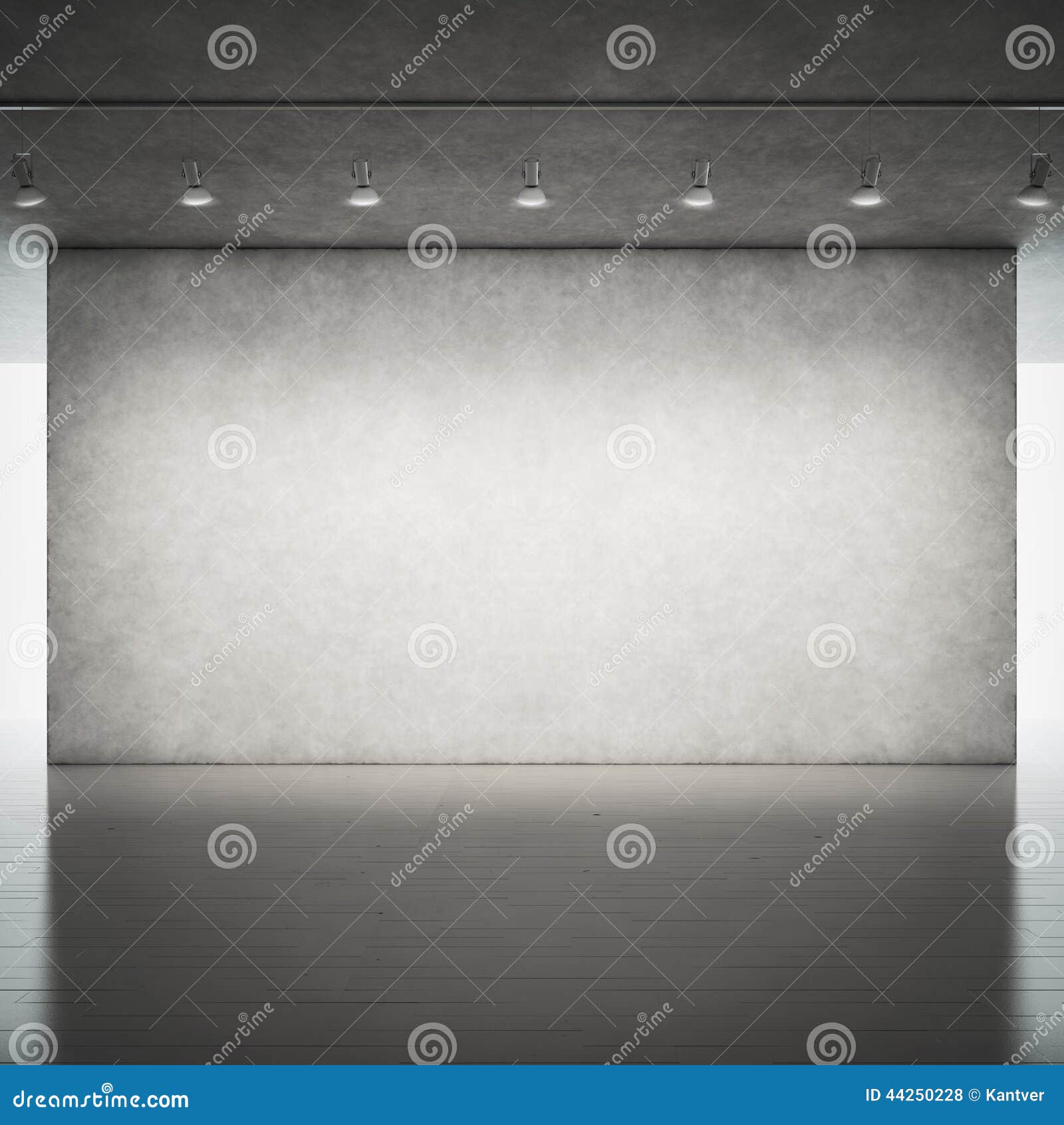 Wood Floor and Concrete Wall Stock Photo - Image of spotlight ...