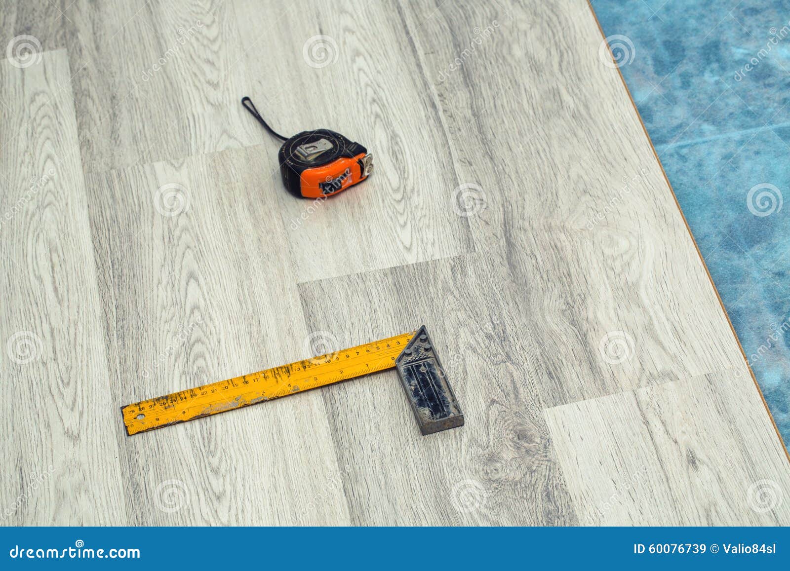 Wood Flooring Installation And Tools Stock Image Image Of