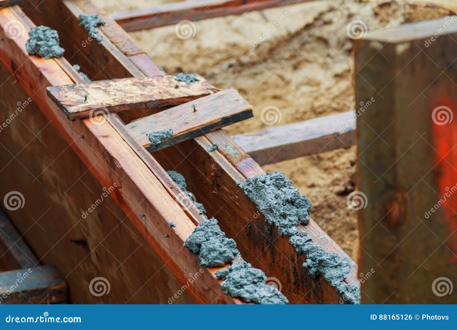 Wood Formwork of Concrete Reinforcement Beam. Stock Photo Image of
