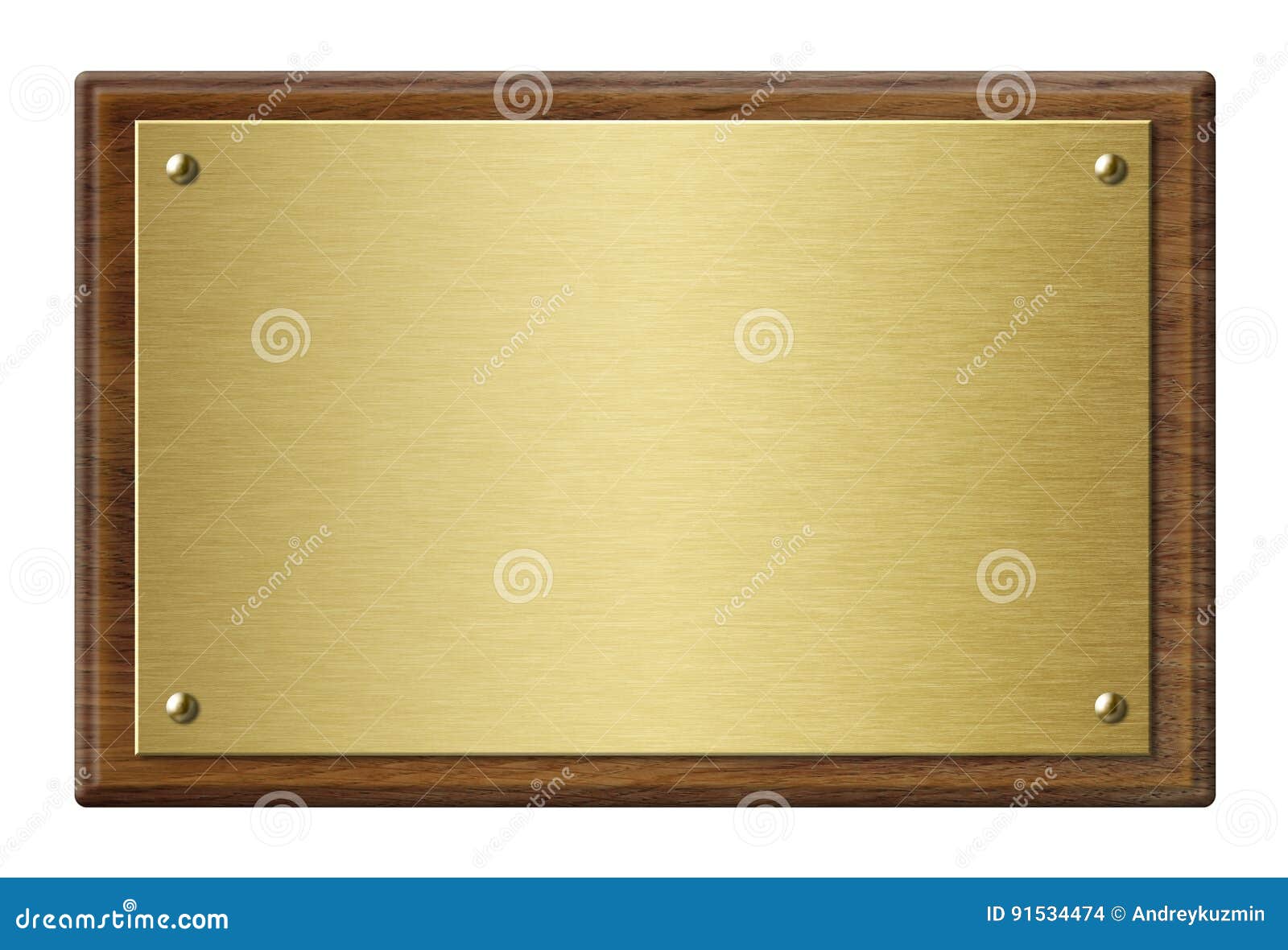 wood frame with gold metal plaque 3d 