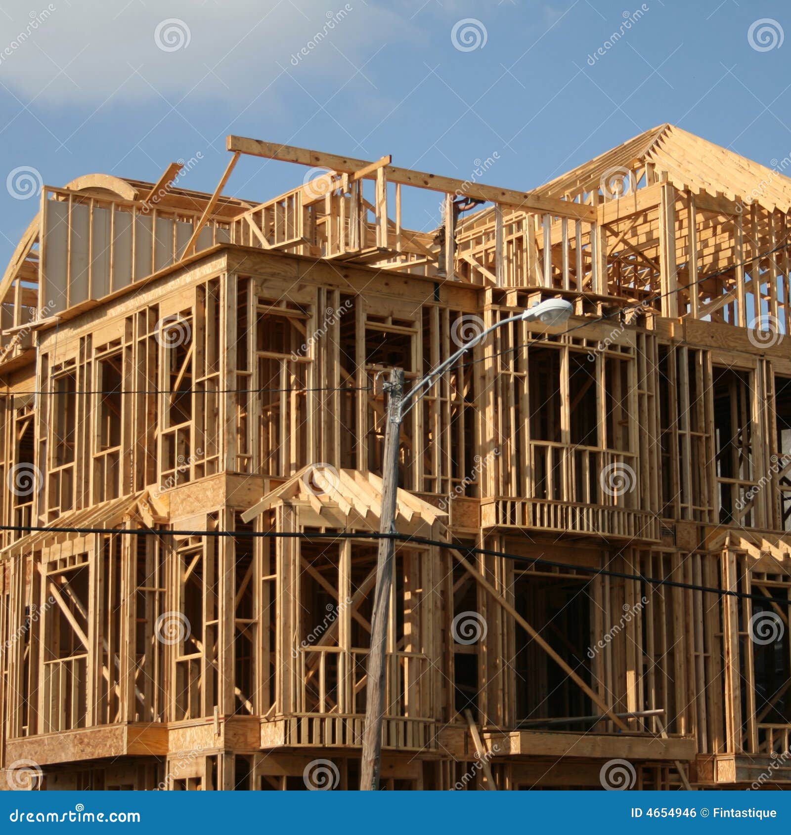 Wood framed house stock photo. Image of wood, building 4654946