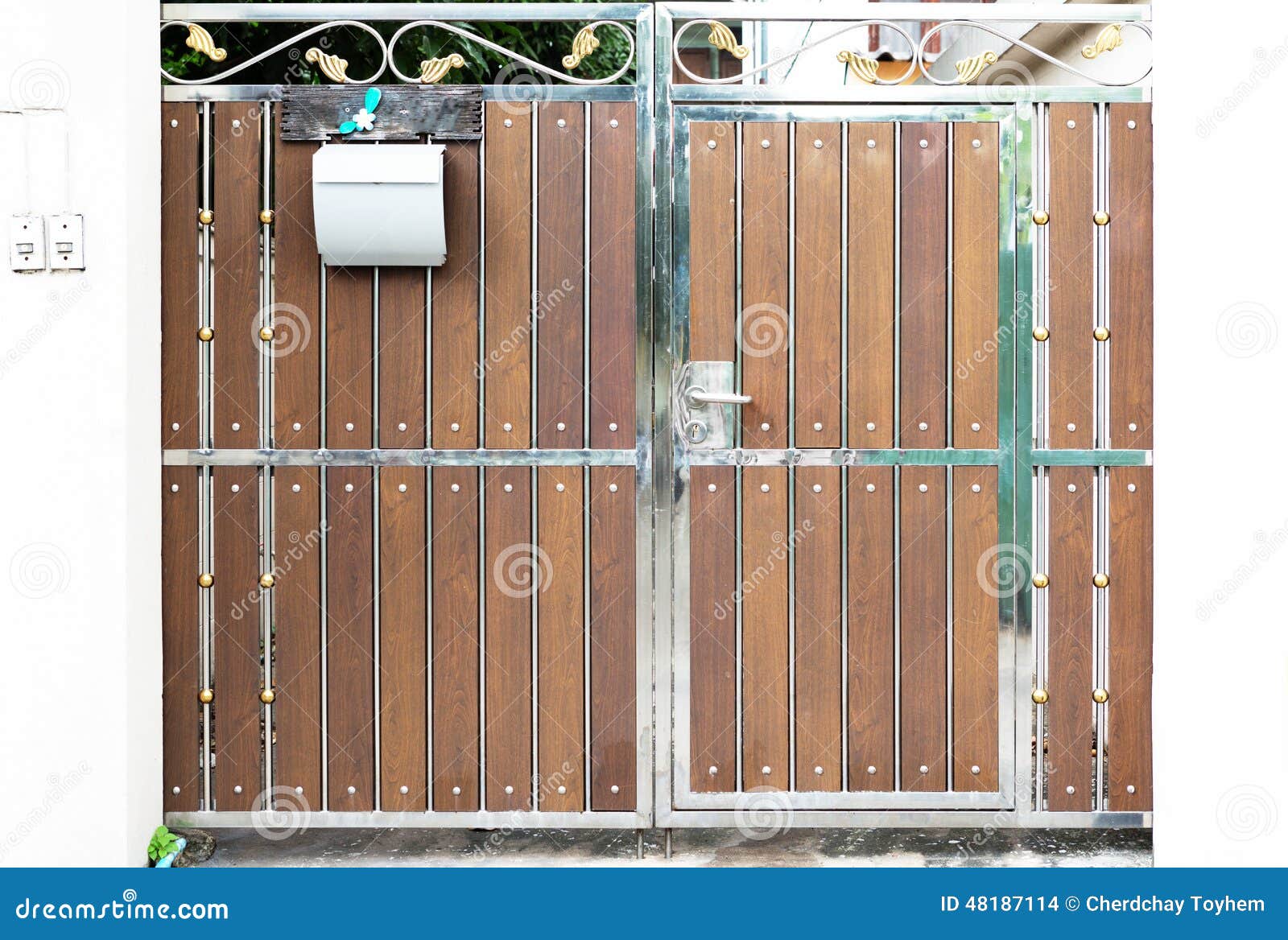 Wood Framed in Steel Doors. Stock Photo - Image of doors, plate ...