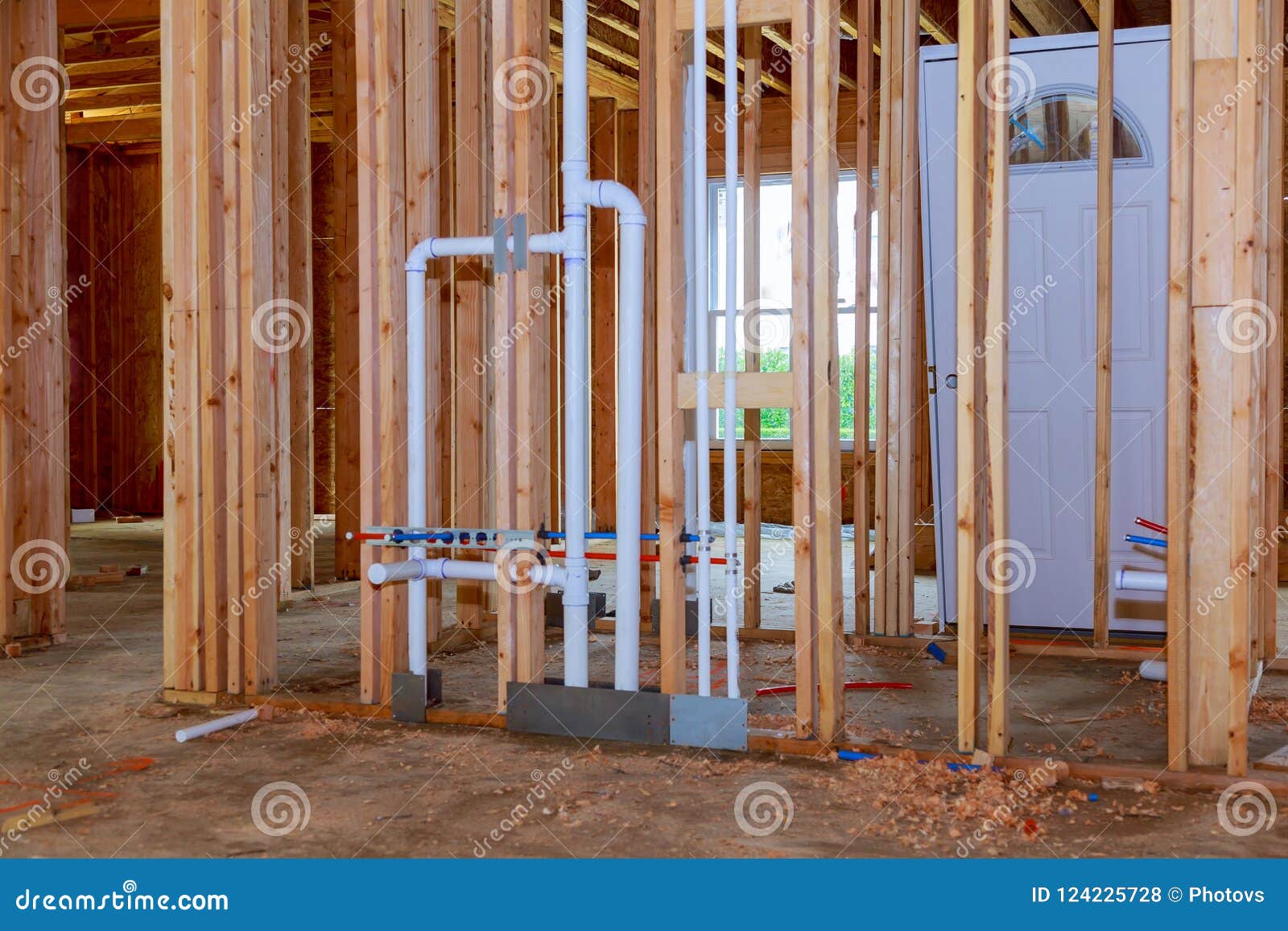 Wood Framing Work In Progress With Wood Framing Walls And