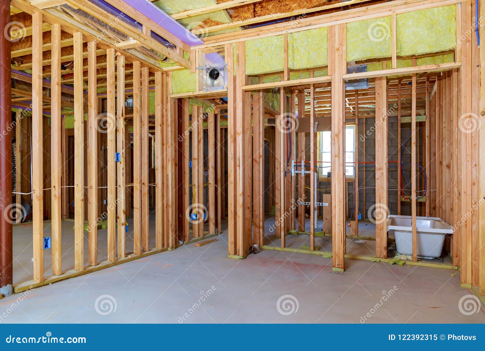 Wood Framing Work In Progress With Wood Framing Walls And