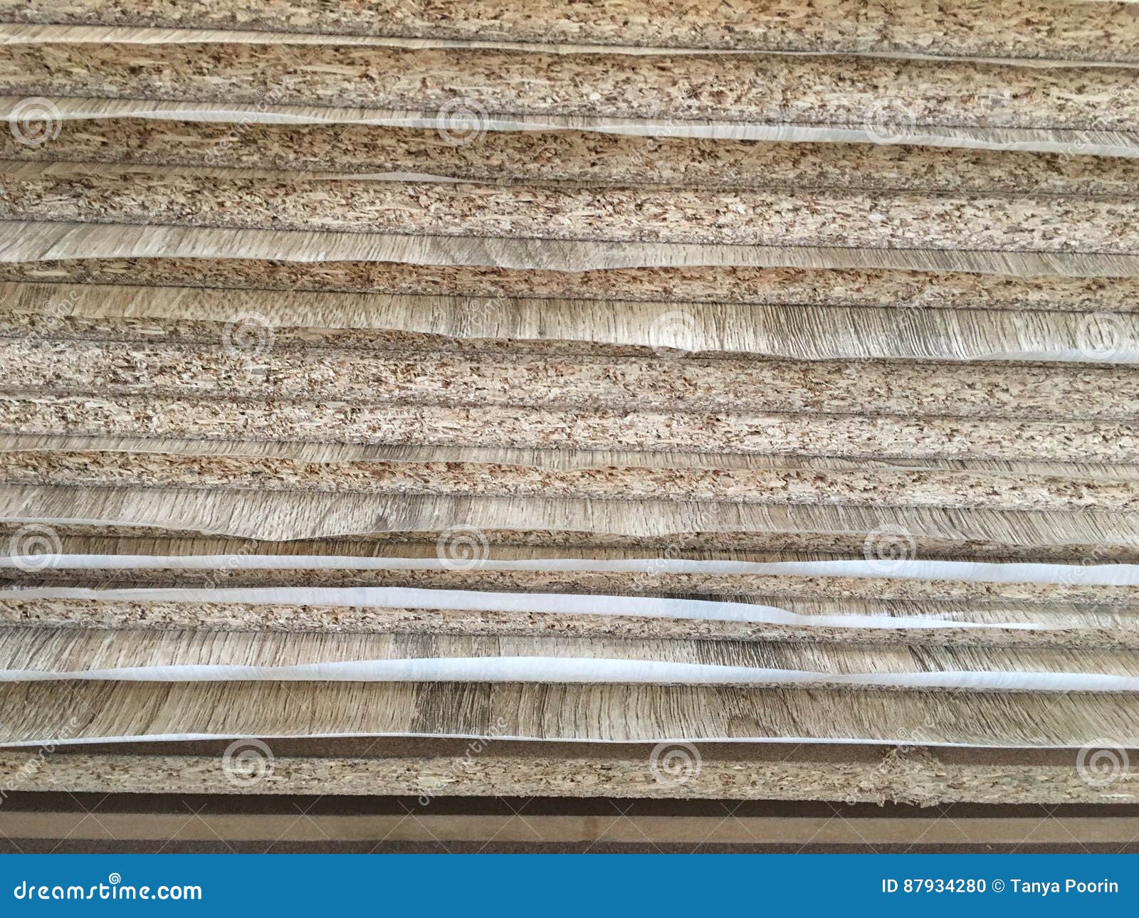 Wood Grain and Melamine Surface on Side View. Stock Photo Image of